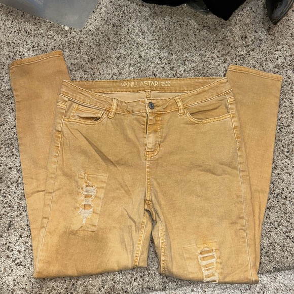 Vanilla Star Denim - Vanilla Star Women's Light Brown Distressed Skinny Jeans